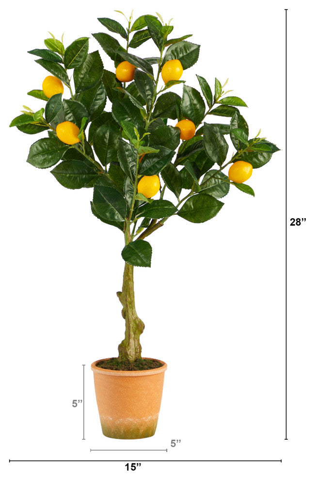 28" Lemon Artificial Tree, Decorative Planter