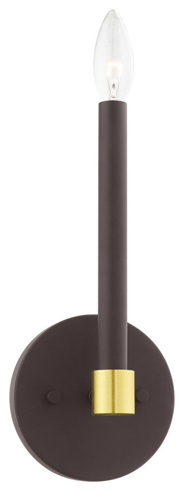 Livex Lighting Karlstad 1 Light Bronze, Satin Brass Accents ADA Single Sconce