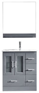Virtu Zola Single Bathroom Vanity, Brushed Nickel Faucet and Mirror, Gray