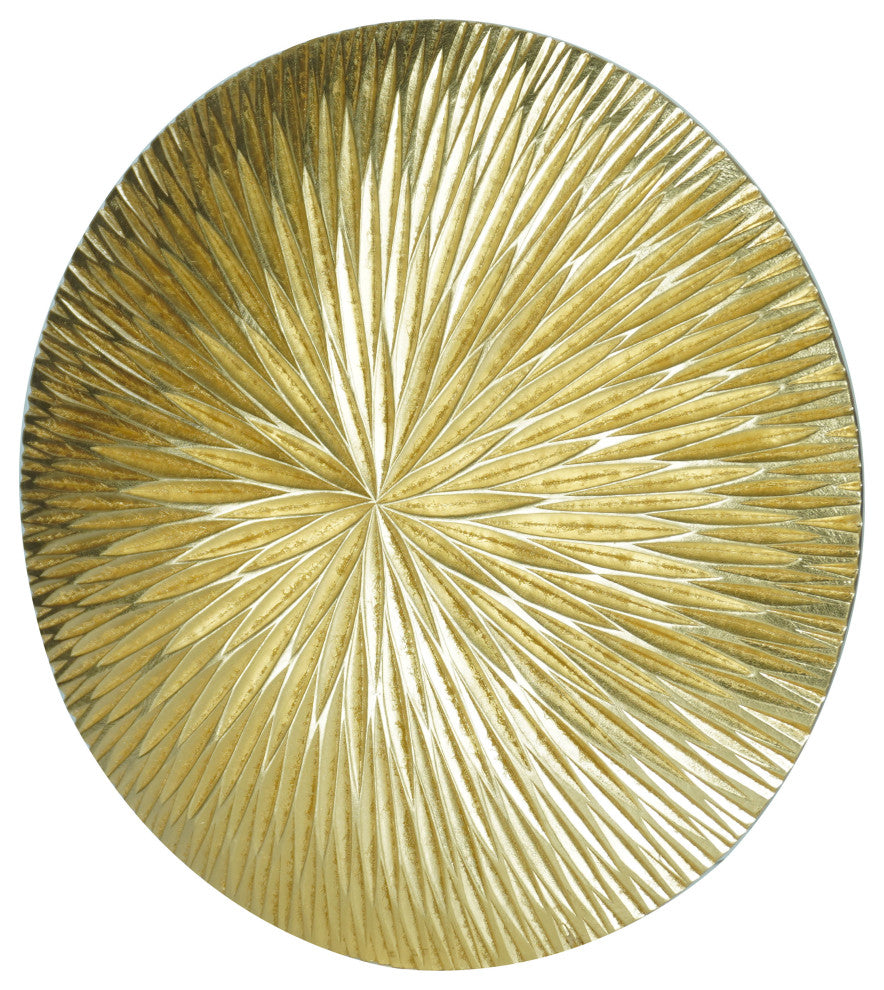 Golden Pine Wood Carving Plate Wall DÃ©cor