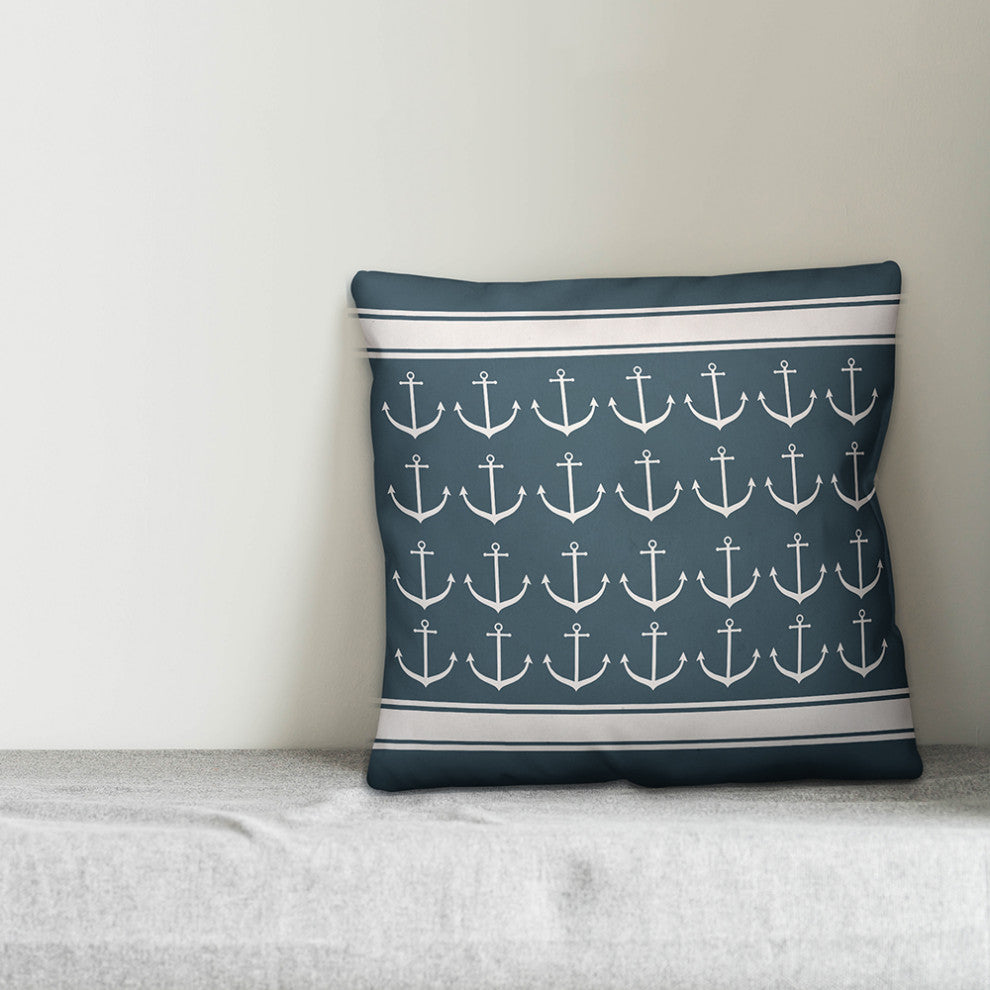 Anchor Stripe Pattern 16x16 Spun Poly Pillow