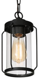 Modern Black Outdoor Pendant Lights Farmhouse Lantern with Clear Shade