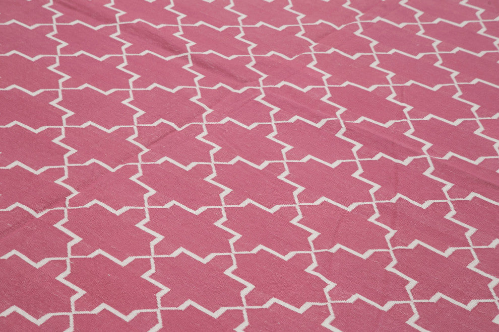 Rug N Carpet - Handmade Wool 9' 0'' x 11' 10'' Flatweave Dhurrie Kilim Rug
