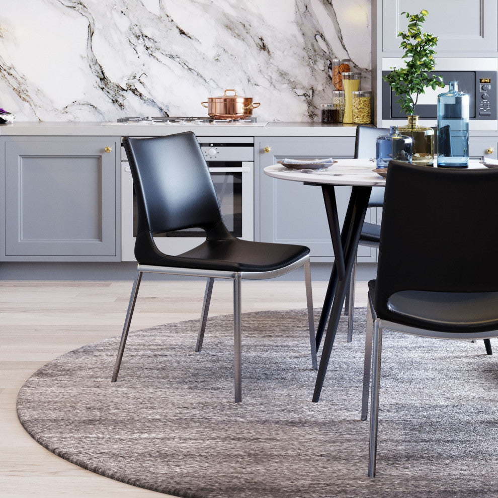 Cradle White Faux Leather Side or Dining Chairs Set of 2
