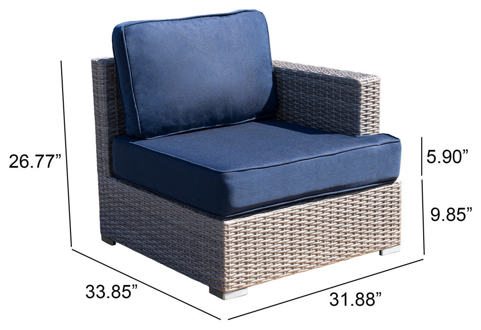 Polyethylene (PE) Wicker 6 Piece Patio Furniture Set, Fully Assembled, Navy Blue