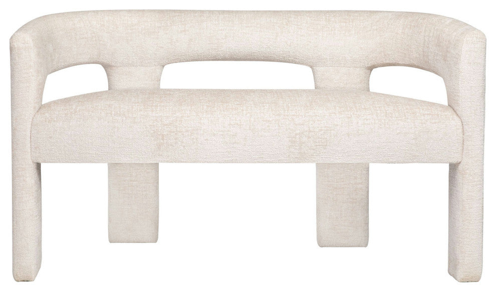 Gwen Modern Luxury Jacquard Fabric Upholstered Sculpture Bench - Natural