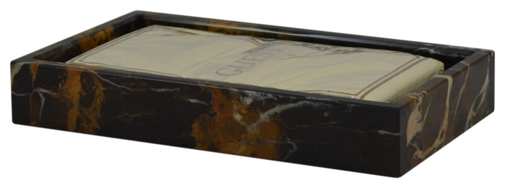 Mytus Collection Guest Towel Tray, Black and Gold Marble