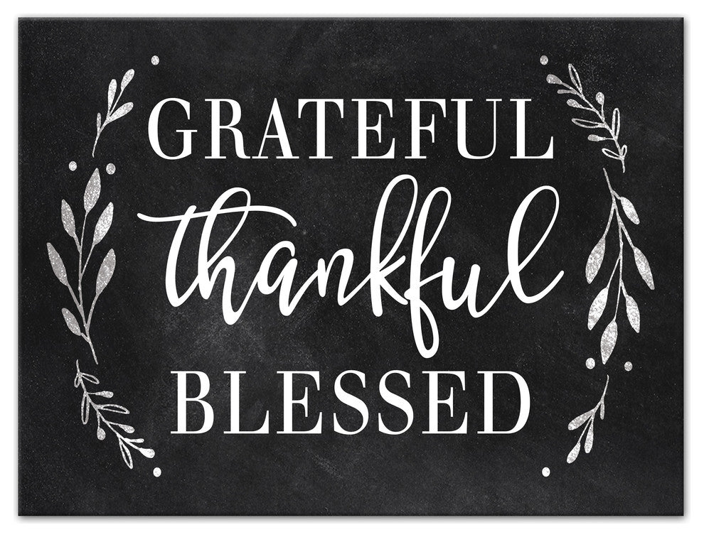 Grateful Thankful Blessed Print on Canvas