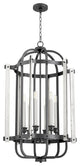Quorum 6864-6-69 Six Light Entry Pendant, Black Finish