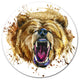 Growling Grizzly Bear Watercolor, Animal Round Wall Art, 11"