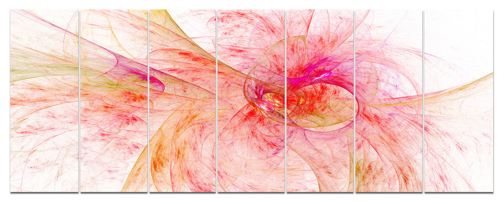 Pink Fractal Abstract Illustration, Abstract Canvas Art Print, 83"x32", 7 Panels