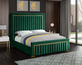 Dolce Velvet Upholstered Bed, Green, King