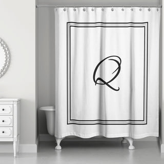 Classic White Monogrammed Shower Curtain, Q