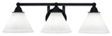 Paramount 3-Light Bath Bar, Matte Black, 7" White Muslin Glass