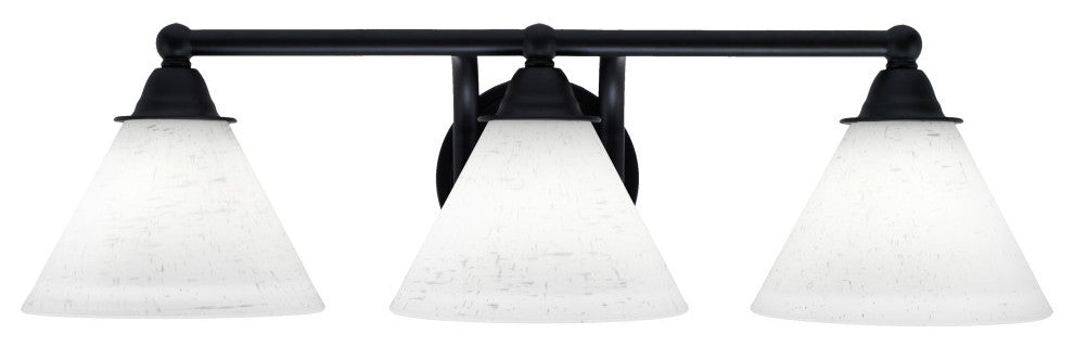 Paramount 3-Light Bath Bar, Matte Black, 7" White Muslin Glass