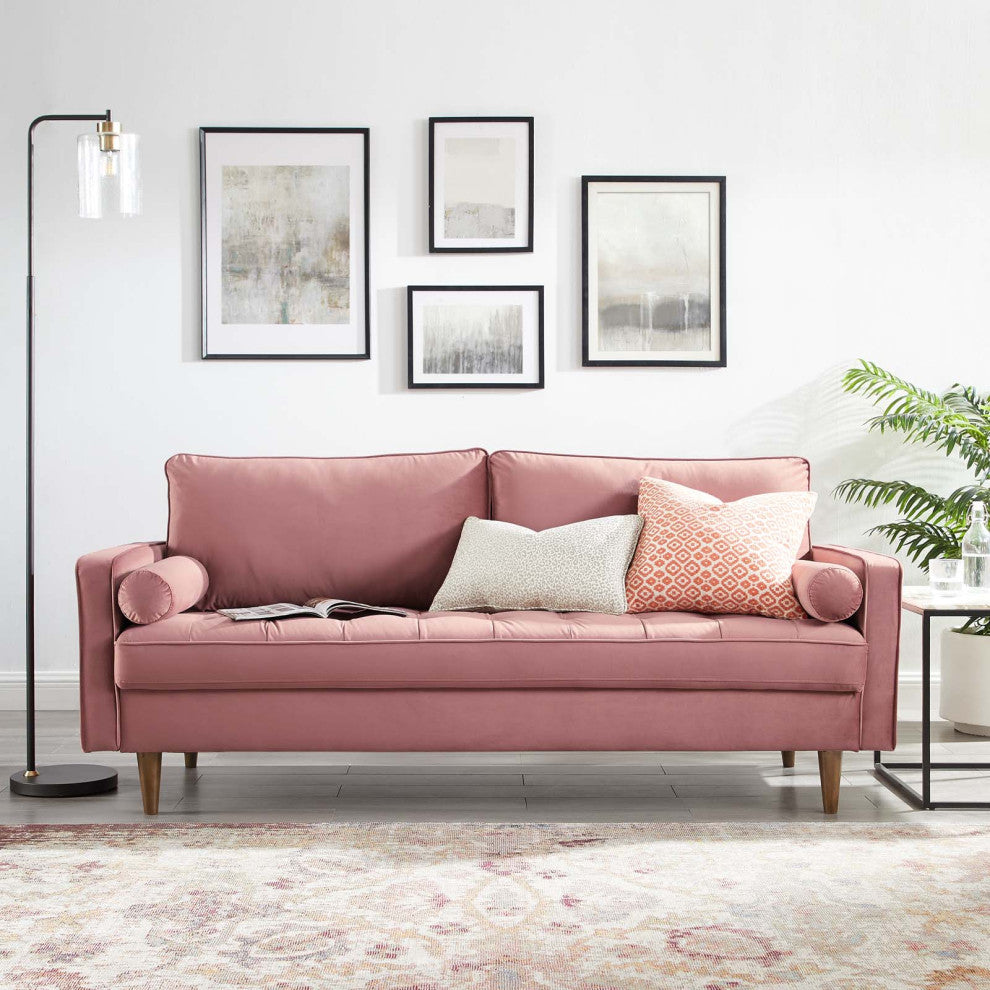 Sofa, Velvet, Pink, Modern, Living Lounge Room Hotel Lobby Hospitality