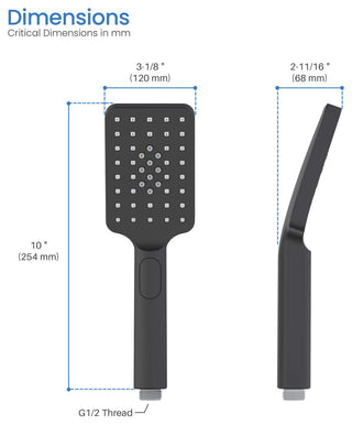 Cube 3 Settings ABS Handheld Shower Head, Matte Black