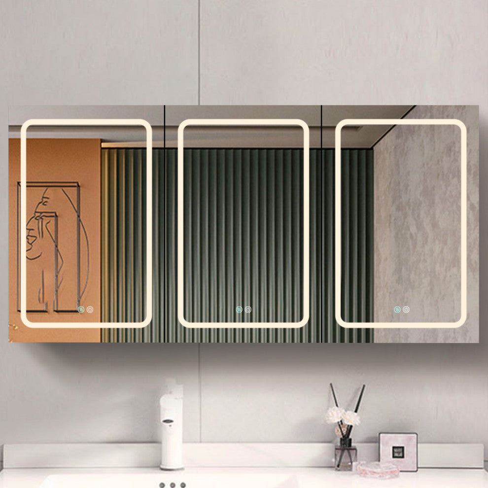 60" W x 30" H Aluminum Surface Mount Medicine Cabinet, Shelves