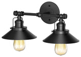 Modern Farmhouse Retro Double Sconce, Matte Black