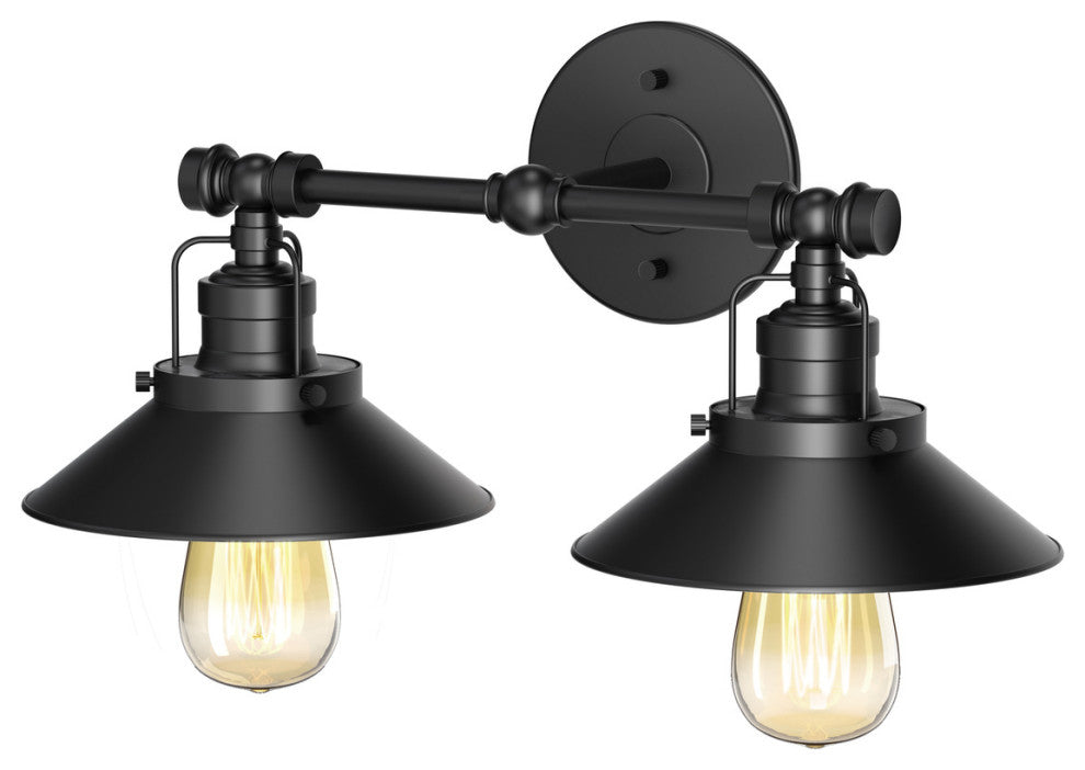 Modern Farmhouse Retro Double Sconce, Matte Black