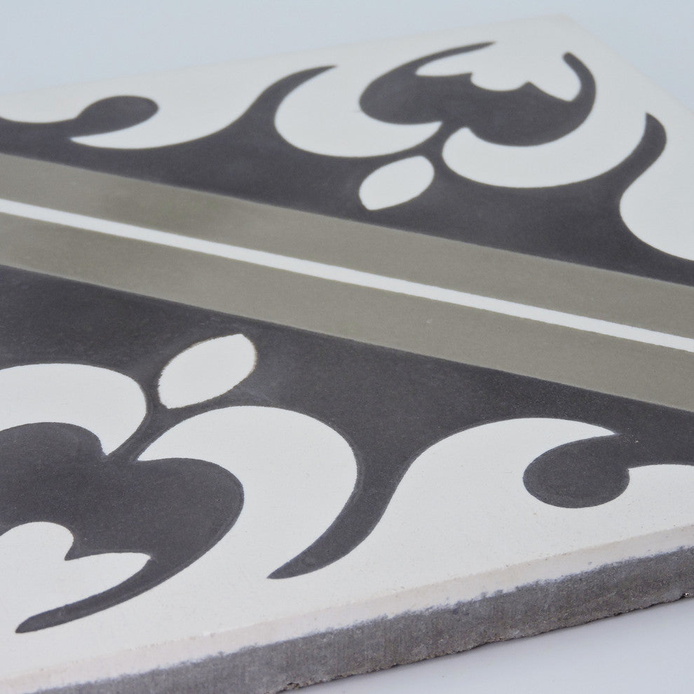 Malta Handmade Cement Tile, Warm Gray/Dark Brown, Sample