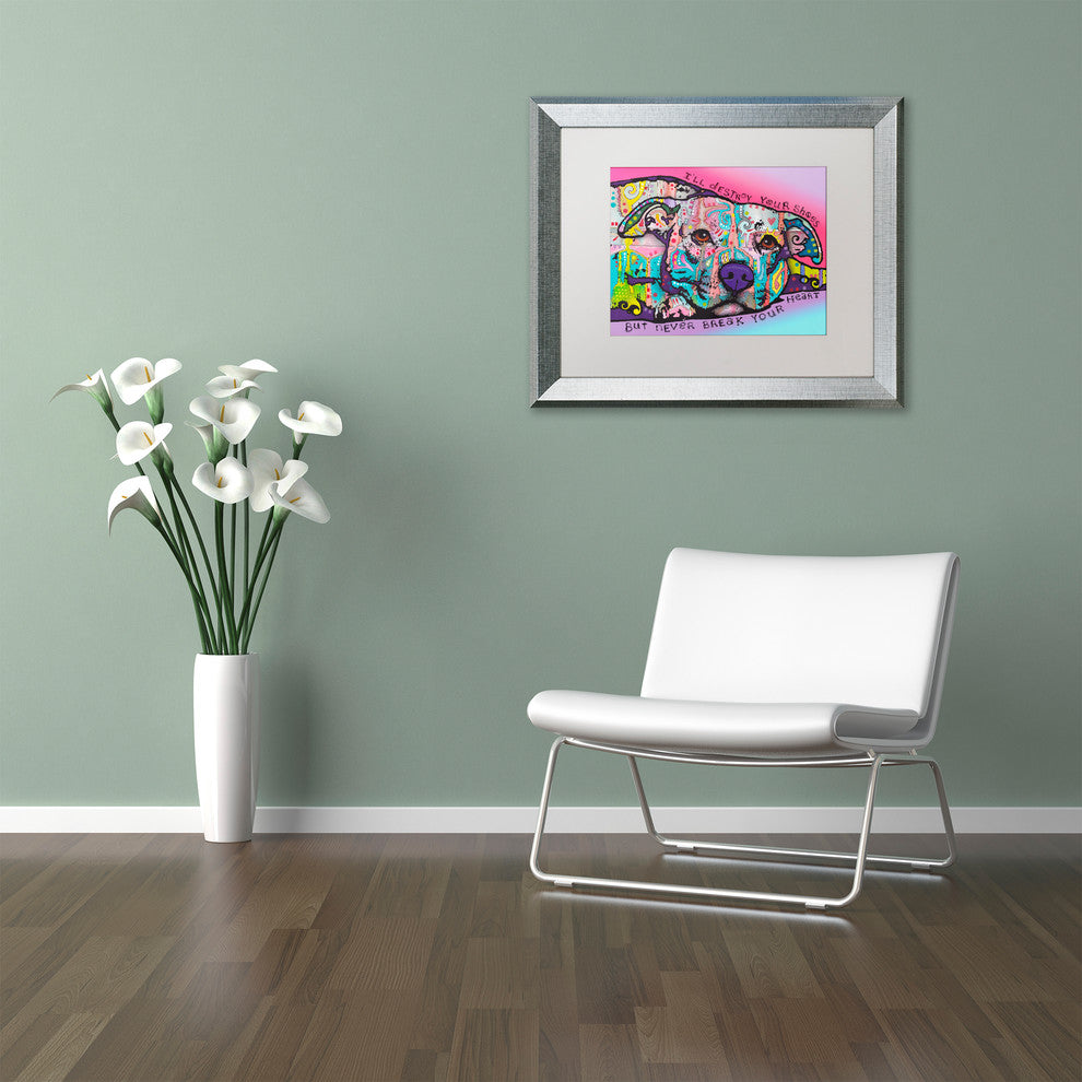 Dean Russo 'Never Break Your Heart' Art, Silver Frame, White Mat, 14x11