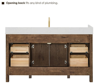 Cerrito Bathroom Vanity, Brown Brushed Oak, 60" Double, With Mirror