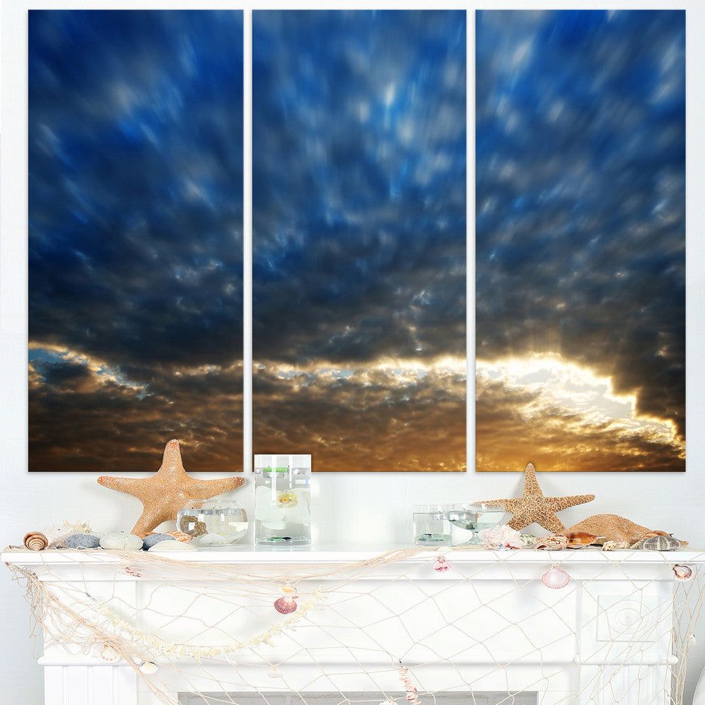 "Dramatic Blue and Brown Skies" Metal Wall Art, 3 Panels, 36"x28"