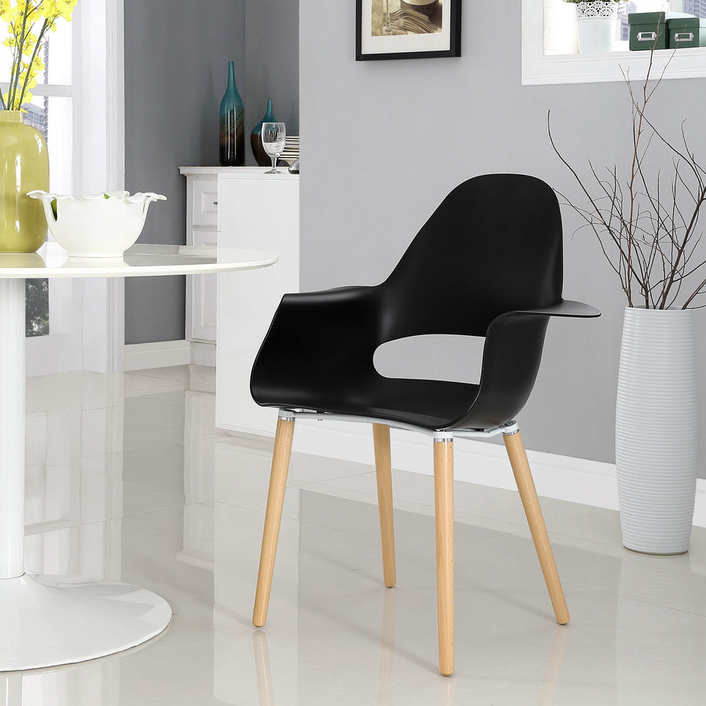 Modern Contemporary Dining Armchair, Black Plastic