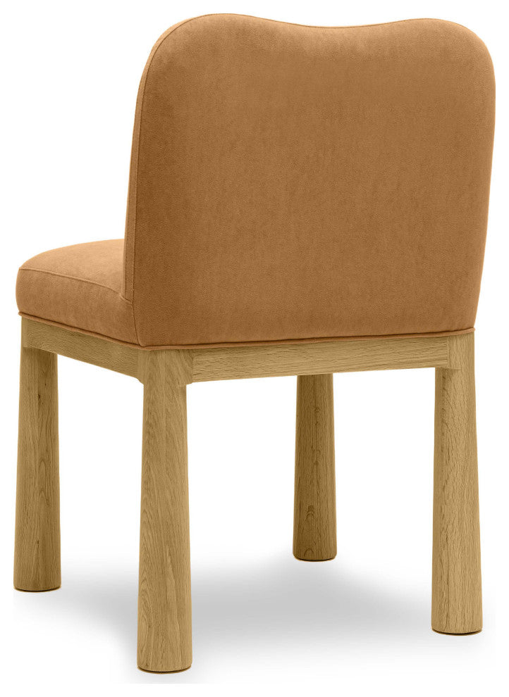 Tiara Velvet Oak Dining Chair, Cognac