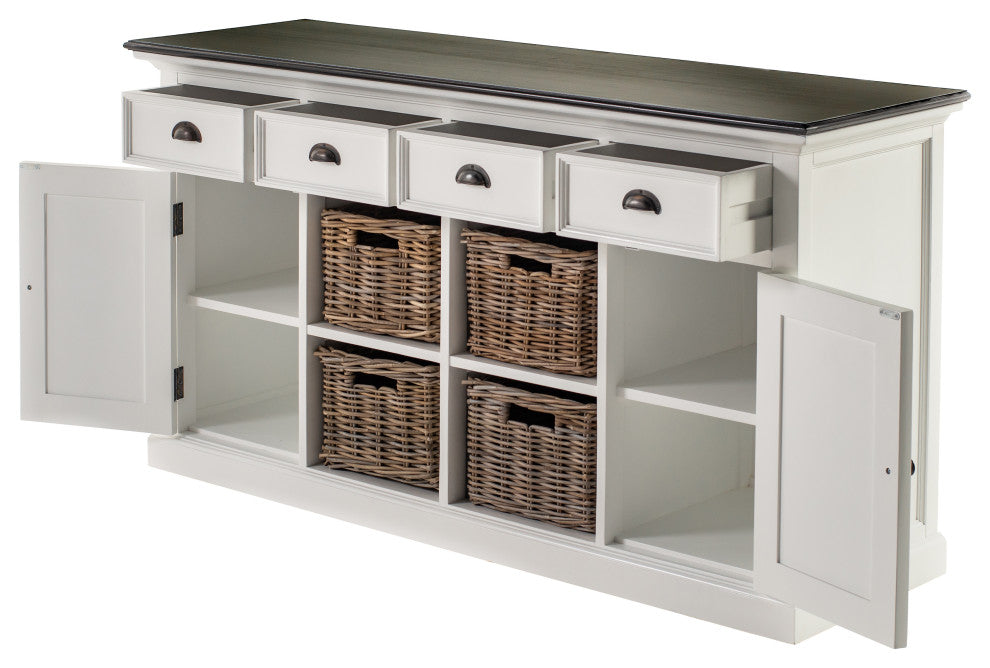 Classic White and Black Halifax Contrast Buffet with 4 Baskets