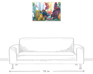 Colorful Blooming Cactus 20x30 Canvas Wall Art