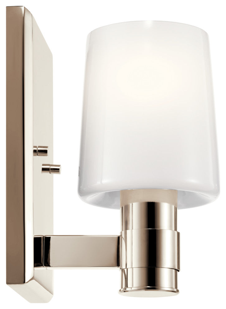 Adani 8.5" 1 Light Wall Sconce With Opal Glass, Polished Nickel