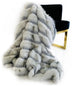 Plutus Off White Two Tone Feather Faux Fur Luxury Throw Blanket, 102"x116"