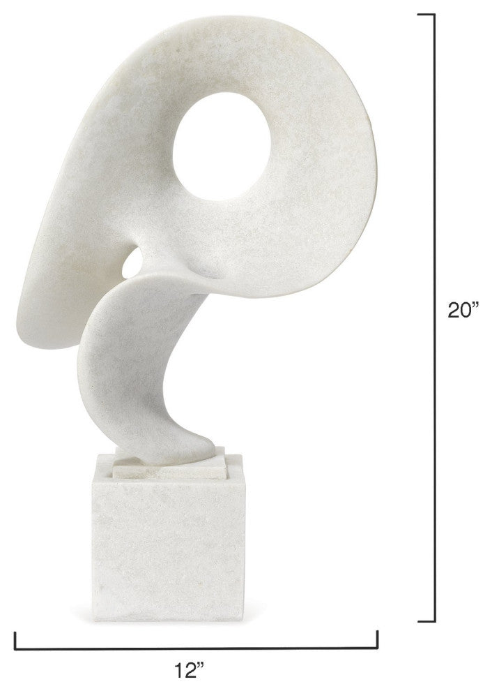 Organic Shape Abstract Free Form Sculpture on Pedestal Figural Modern Off White