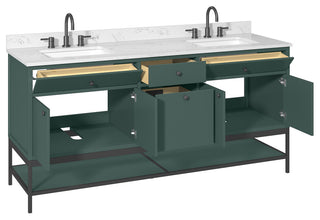 Paisley Vanity Combo, Cala White Engineered Top, 72", Everglade Green, Double Sink