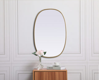 Elegant Decor Metal Frame Oval Mirror 20X30" in Brass