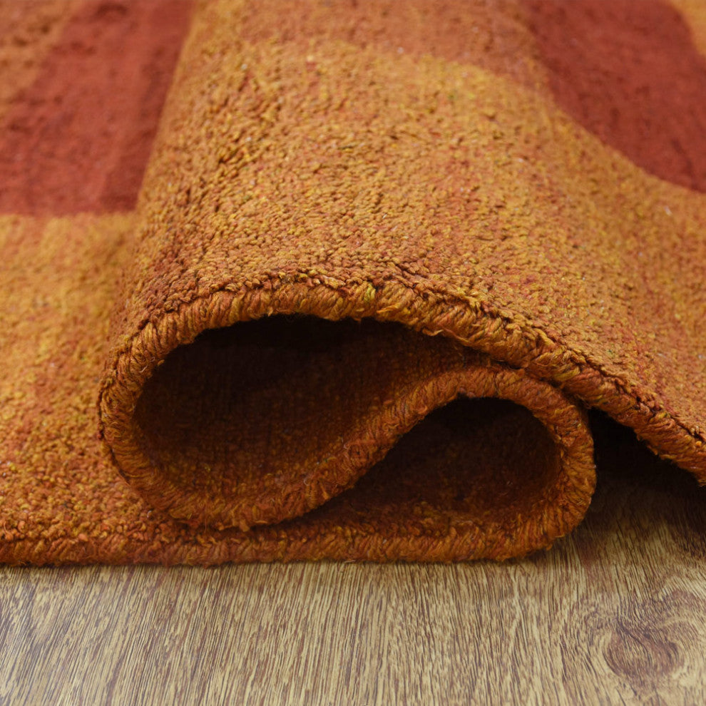 HAND KNOTTED LOOM SILK ECO-FRIENDLY RUGS-8'x10',Rectangle,Orange,Contemporary