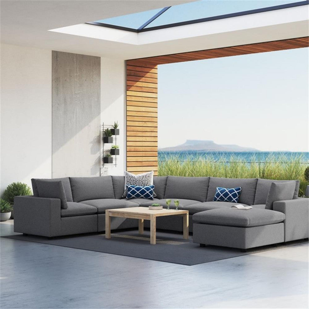 Commix 7-Piece Sunbrellaï¿½ Outdoor Patio Sectional Sofa Gray -5592