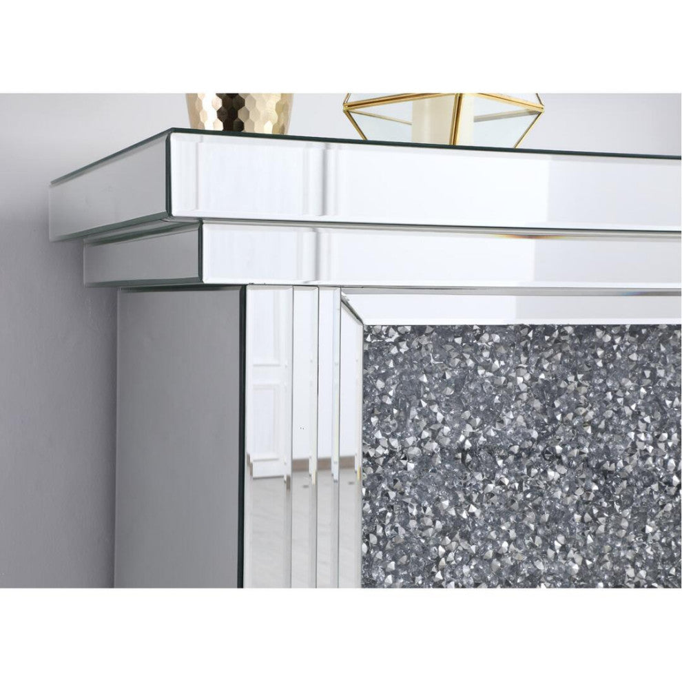 47.5" Crystal Mirrored Mantle With Crystal Insert Fireplace