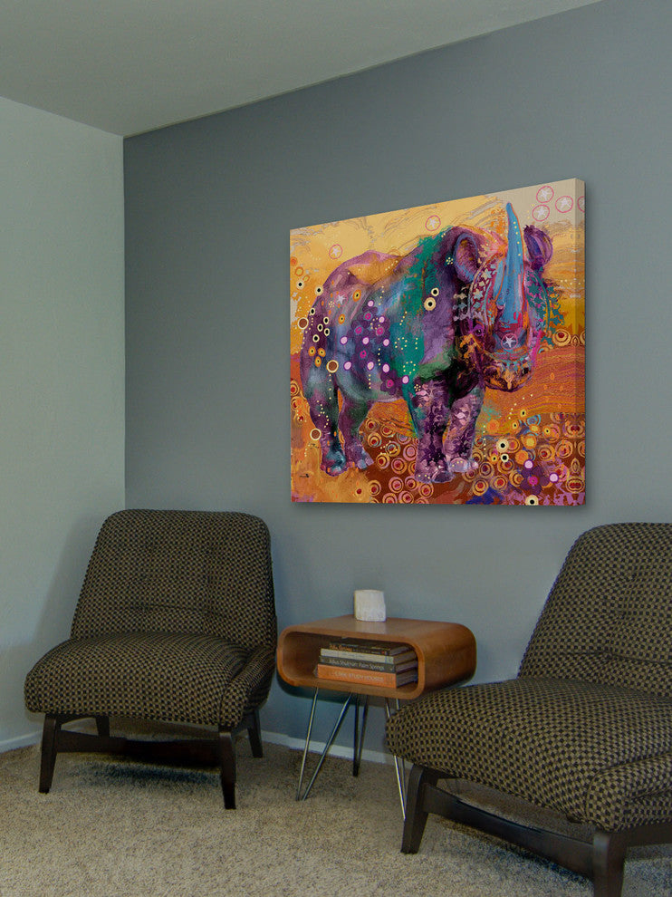"The Last Rhino" Painting Print on Canvas by Evelia