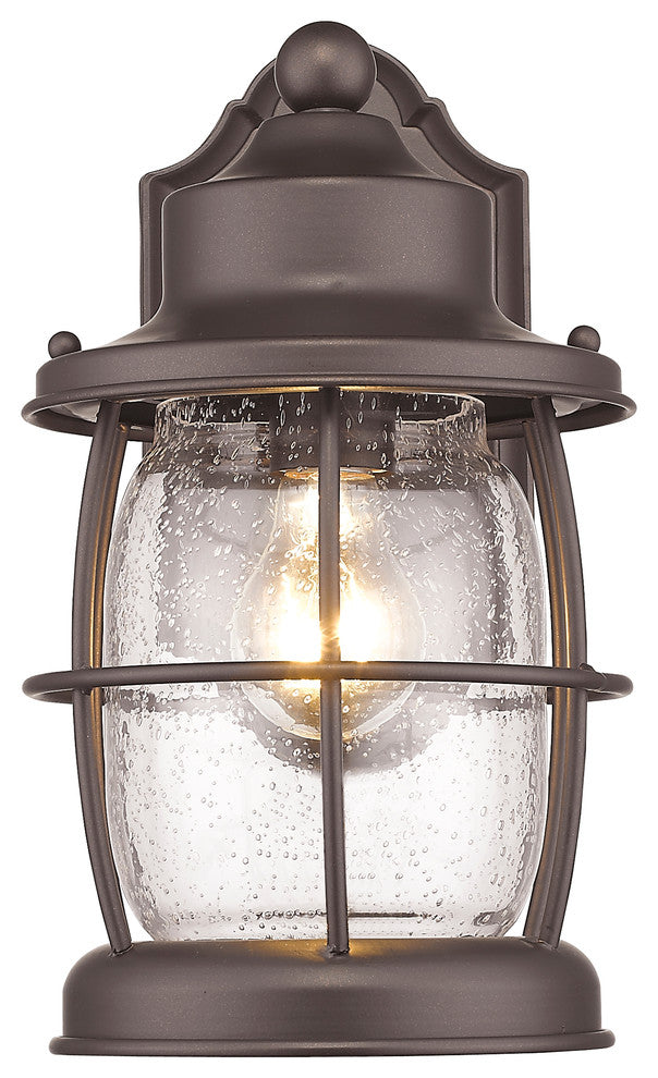Lucan 1-Light Rubbed Bronze Outdoor Wall Sconce 12" High