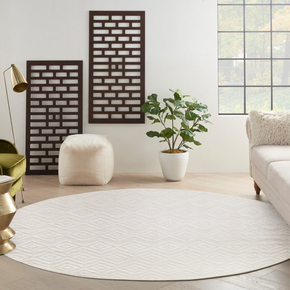 Nourison Versatile 10'' x Round Ivory White Modern Rug