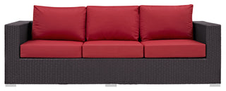 Modway Convene Outdoor Patio Sofa, Espresso Red
