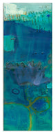 "Reedy Blue III" Abstract Wall Art Unframed Free Floating Tempered Glass 63x24