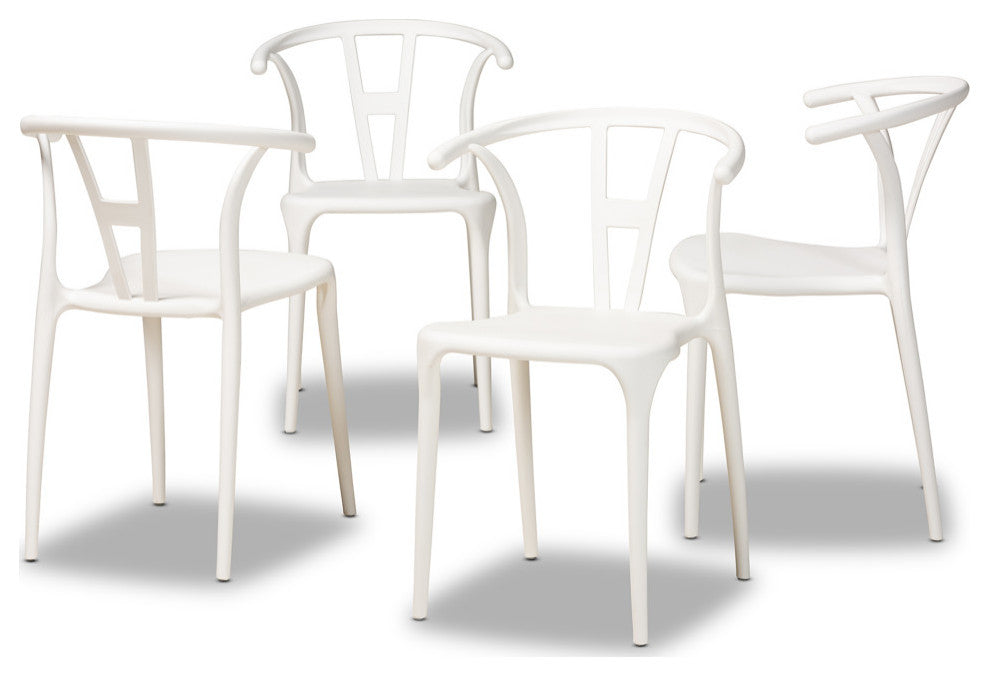 Idell Modern 4-Piece Stackable Dining Chairs, White