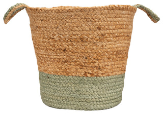 Seafoam Color Block Jute Basket, 15" Height