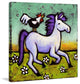 Marmont Hill, "Rooster Rides a Horse" by Janet Nelson on Wrapped Canvas, 18x18