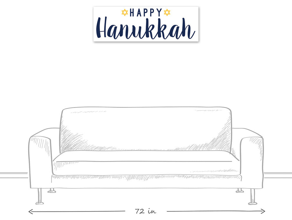 Happy Hanukkah Canvas Wall Art, 12"x36"