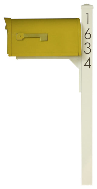Mid Modern Dylan Curbside Mailbox and Post, Yellow